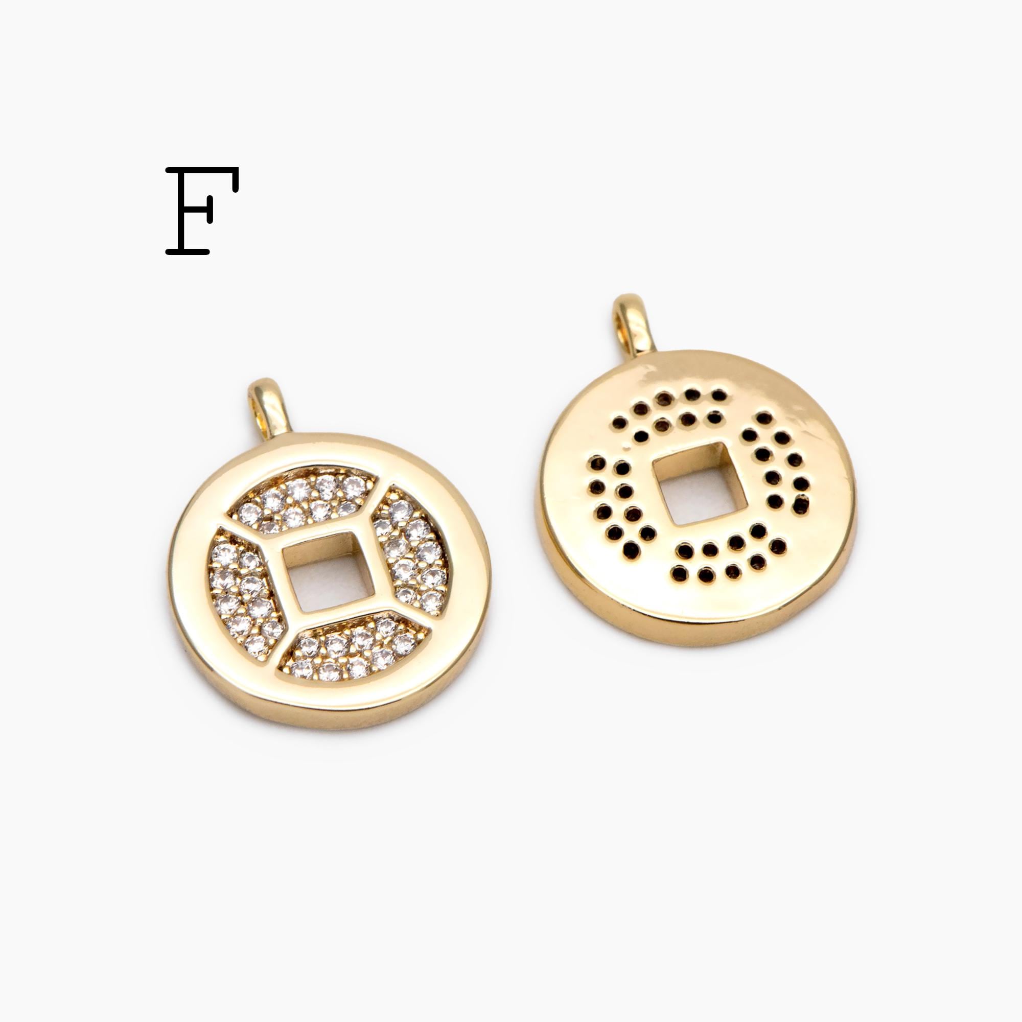 4pcs Gold Round Disc Charms , 18K Gold plated Brass, Jewelry Making, Diy Material, Jewelry Supplies (GB-3464)